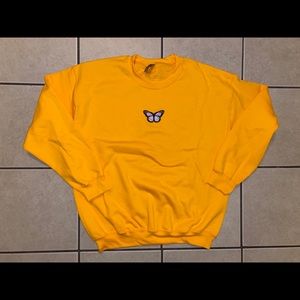 Yellow butterfly crewneck